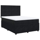 vidaXL fekete bársony rugós ágy matraccal 140 x 190 cm