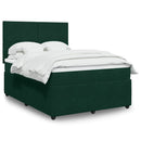vidaXL sötétzöld bársony rugós ágy matraccal 140x190 cm