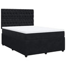 vidaXL fekete bársony rugós ágy matraccal 140 x 190 cm