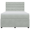 vidaXL világosszürke bársony rugós ágy matraccal 140x190 cm