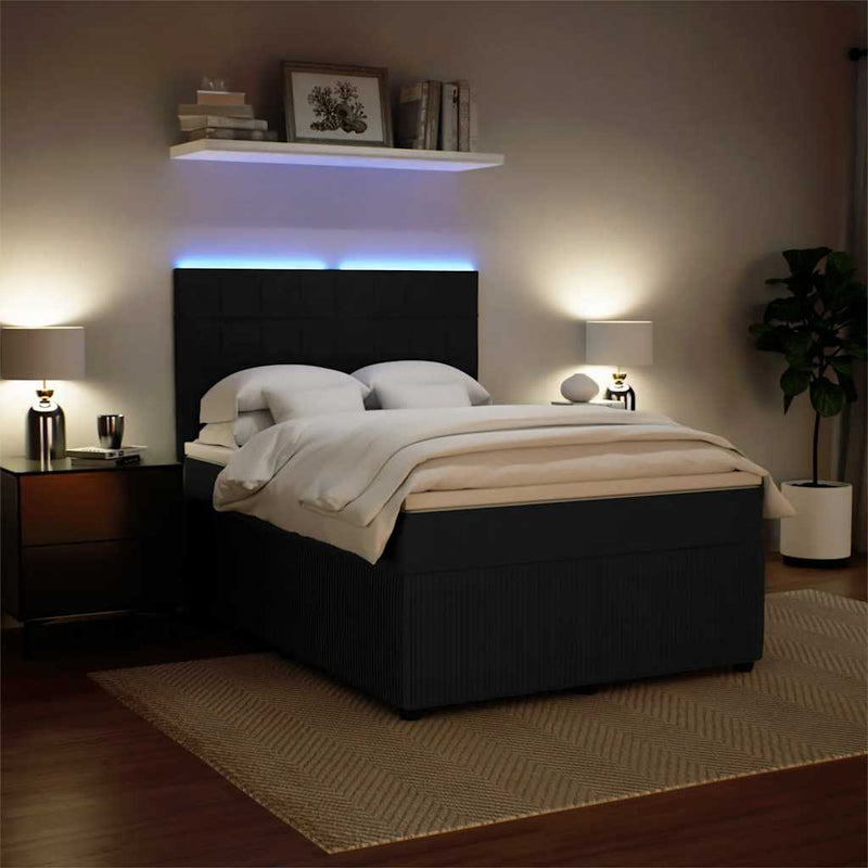 vidaXL fekete bársony rugós ágy matraccal 140x200 cm