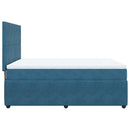 vidaXL kék bársony rugós ágy matraccal 160 x 200 cm