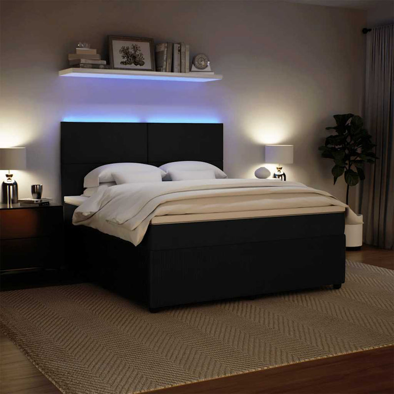 vidaXL fekete bársony rugós ágy matraccal 180x200 cm