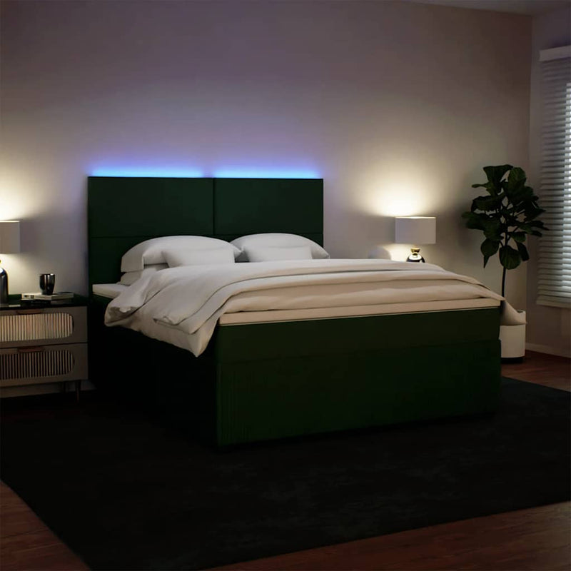 vidaXL sötétzöld bársony rugós ágy matraccal 180x200 cm
