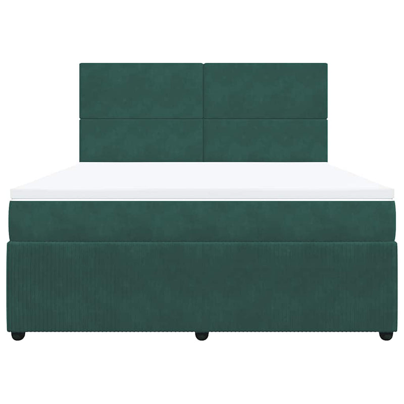 vidaXL sötétzöld bársony rugós ágy matraccal 180x200 cm