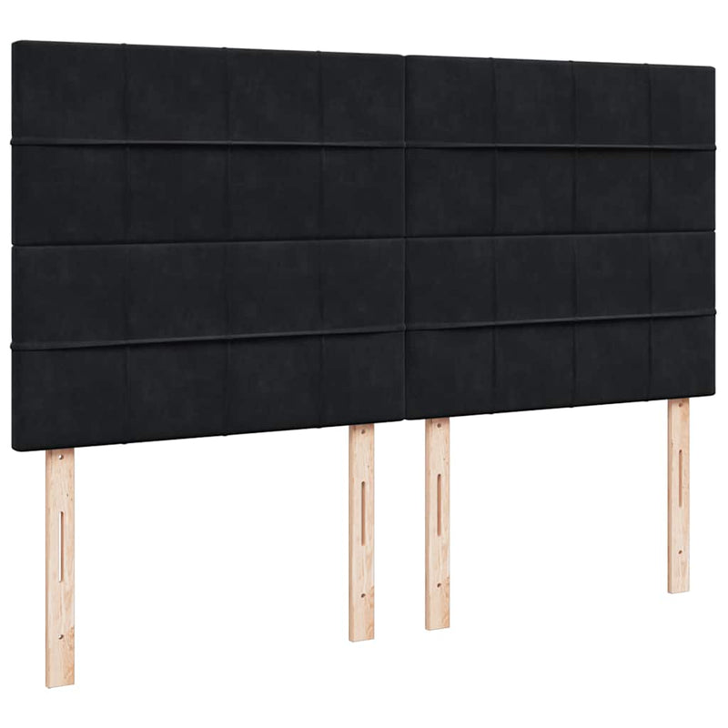 vidaXL fekete bársony rugós ágy matraccal 180x200 cm
