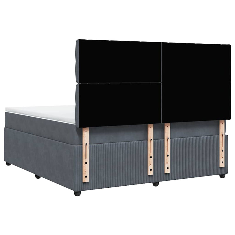 vidaXL sötétszürke bársony rugós ágy matraccal 180x200 cm