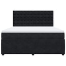 vidaXL fekete bársony rugós ágy matraccal 180x200 cm