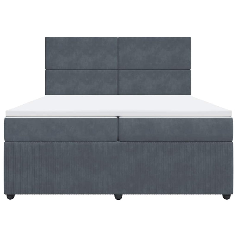 vidaXL sötétszürke bársony rugós ágy matraccal 200x200 cm