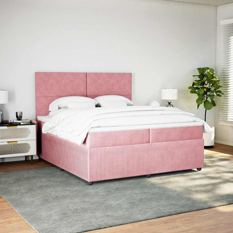 vidaXL rózsaszín bársony rugós ágy matraccal 200x200 cm