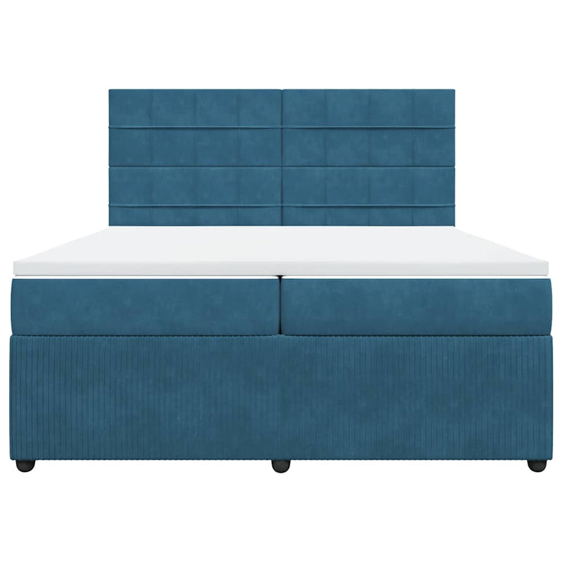 vidaXL kék bársony rugós ágy matraccal 200x200 cm