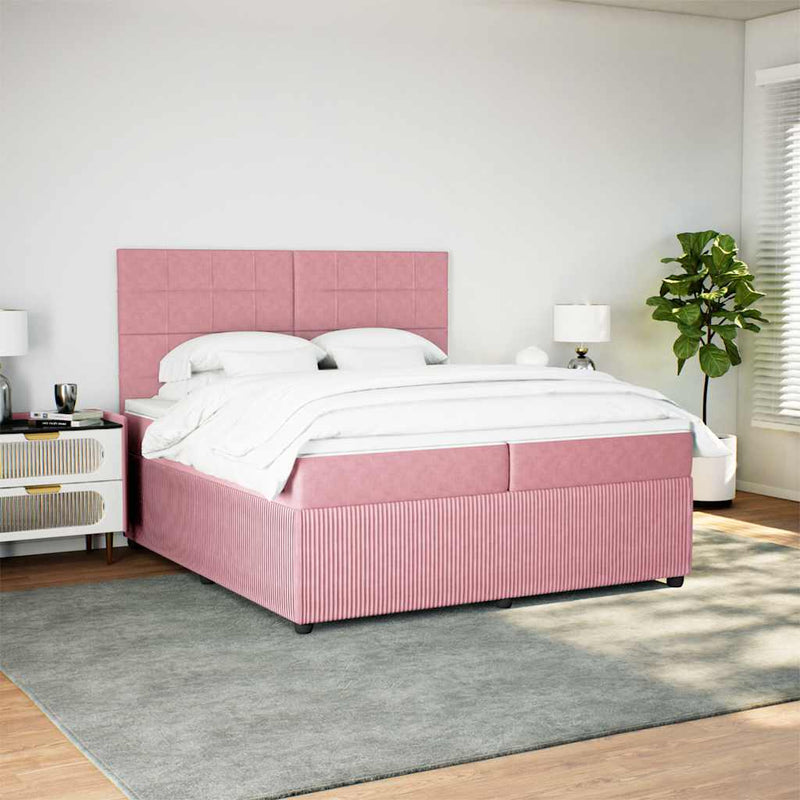 vidaXL rózsaszín bársony rugós ágy matraccal 200x200 cm