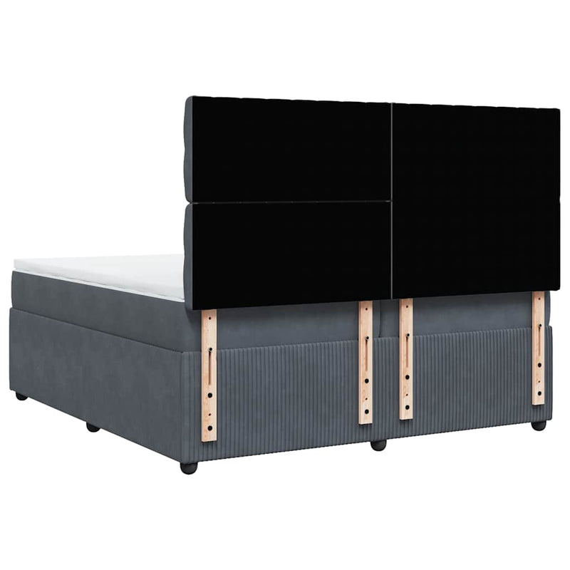 vidaXL sötétszürke bársony rugós ágy matraccal 200x200 cm