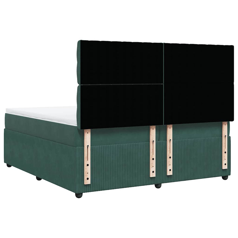 vidaXL sötétzöld bársony rugós ágy matraccal 200x200 cm