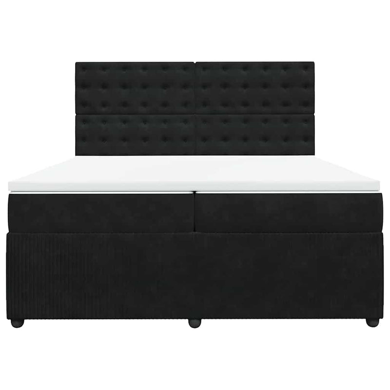 vidaXL fekete bársony rugós ágy matraccal 200x200 cm