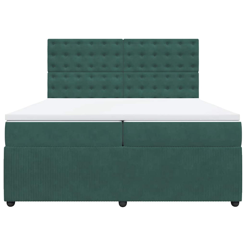 vidaXL sötétzöld bársony rugós ágy matraccal 200x200 cm