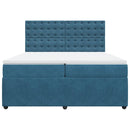 vidaXL kék bársony rugós ágy matraccal 200x200 cm