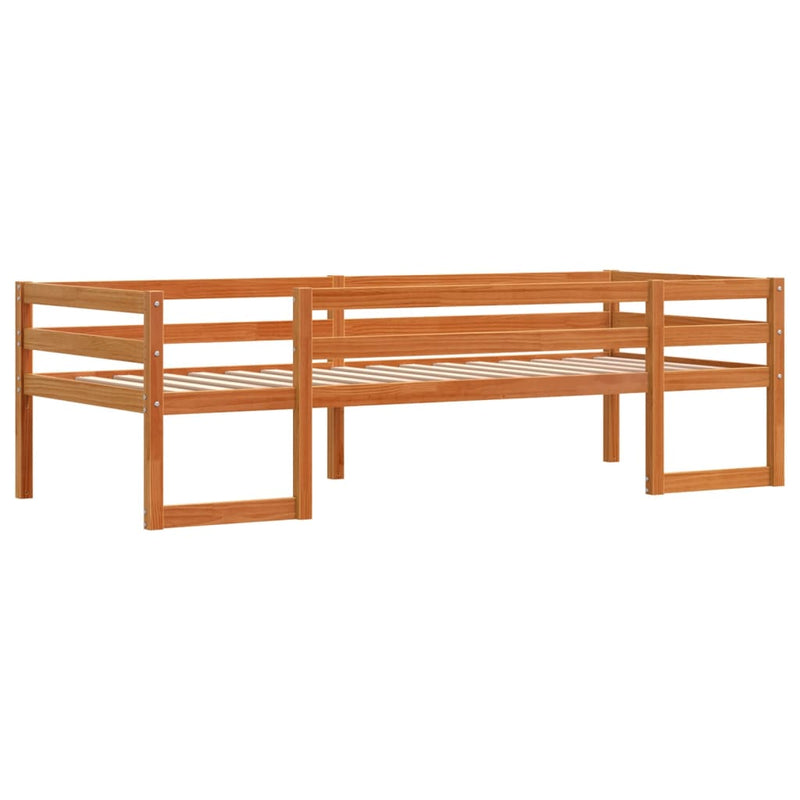 vidaXL viaszbarna tömör fenyőfa gyerekágykeret 90 x 200 cm