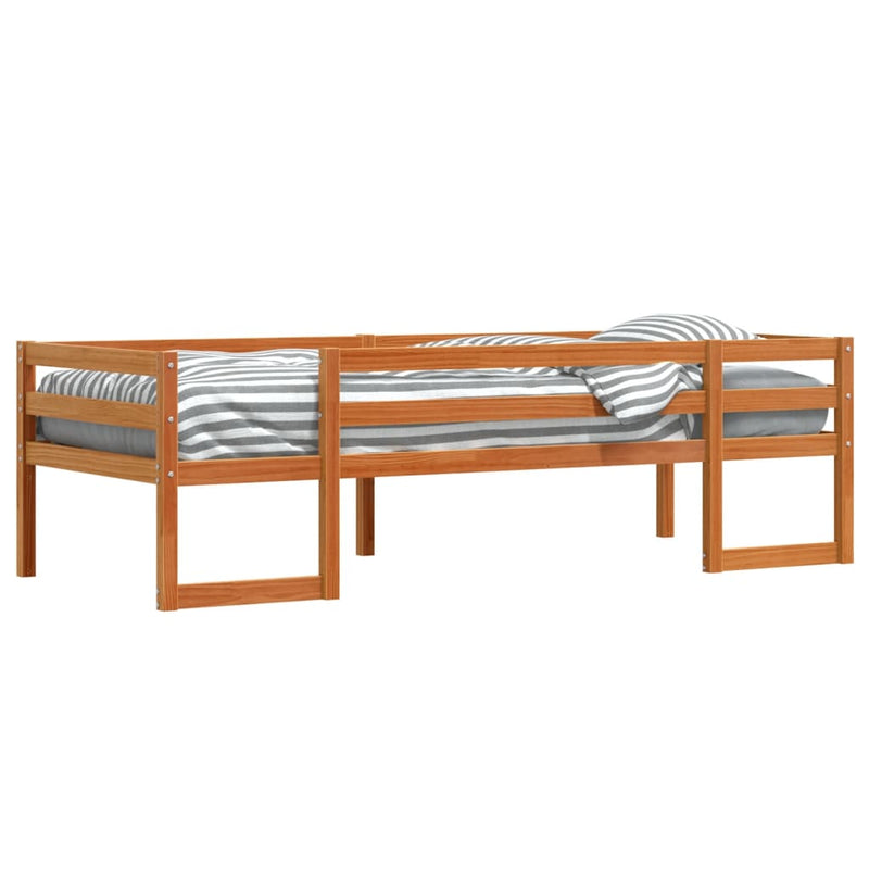 vidaXL viaszbarna tömör fenyőfa gyerekágykeret 90 x 200 cm