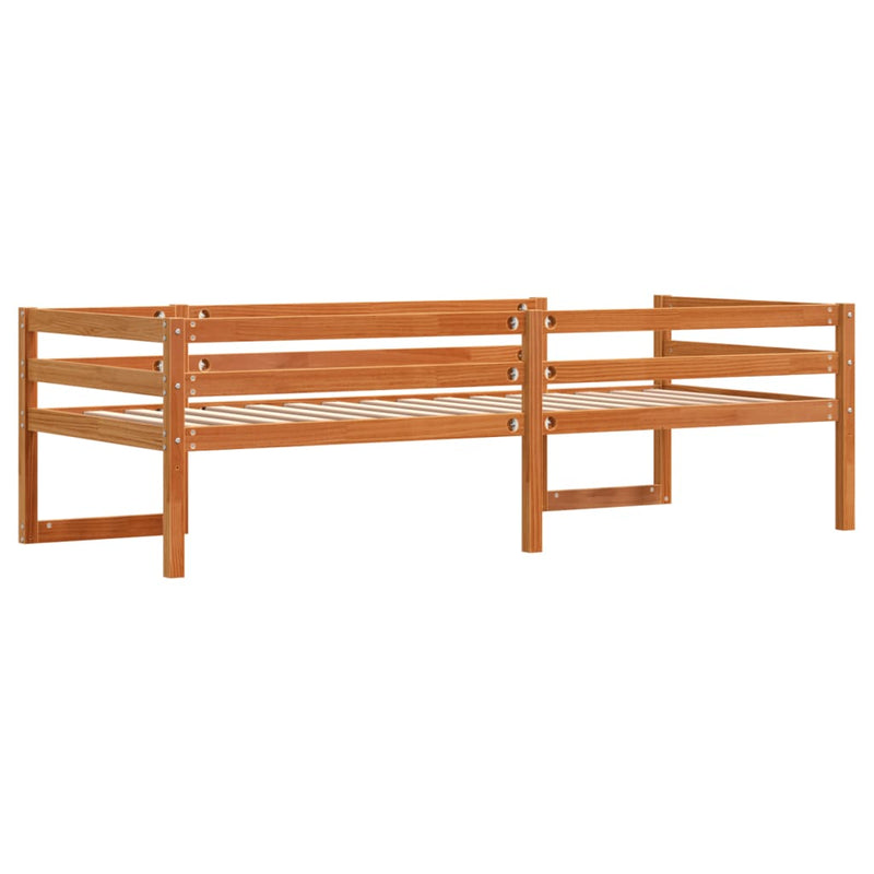 vidaXL viaszbarna tömör fenyőfa gyerekágykeret 90 x 200 cm
