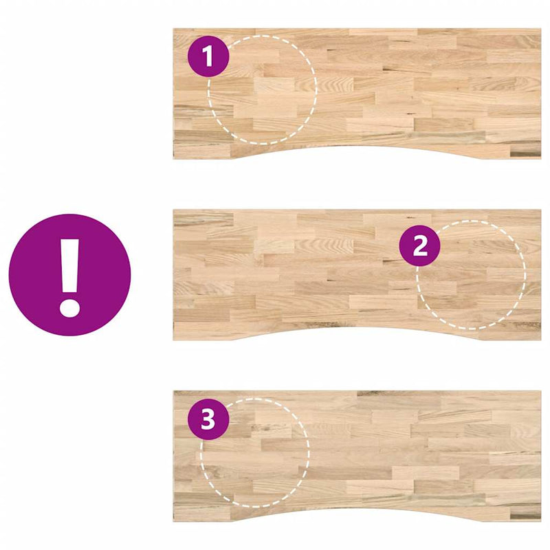 vidaXL tömör tölgyfa téglalap alakú asztallap kezeletlen 140x50x2,5 cm