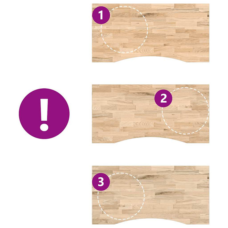 vidaXL tömör tölgyfa téglalap alakú asztallap kezeletlen 100x60x2,5 cm