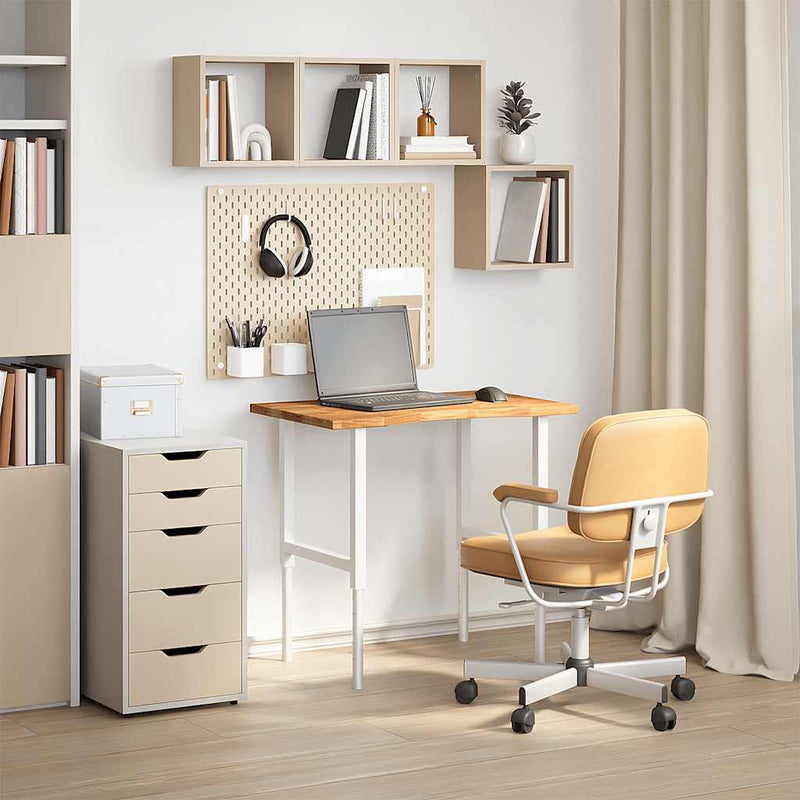 vidaXL íróasztal világosbarna tömör fa tölgyfa téglalap alakú