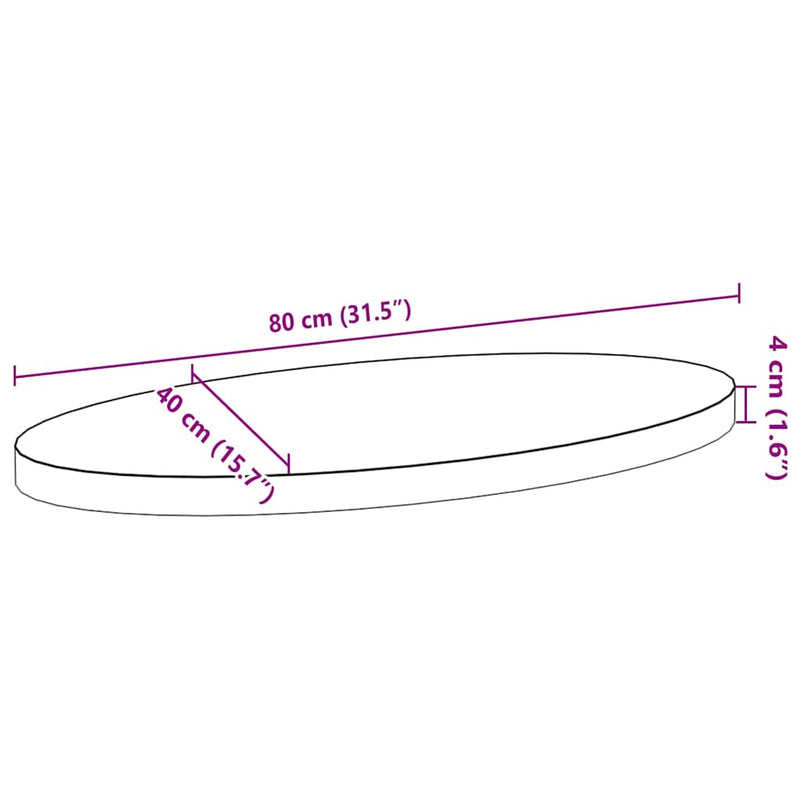 vidaXL sötétbarna tömör akácfa ovális alakú asztallap 80 x 40 x 4 cm