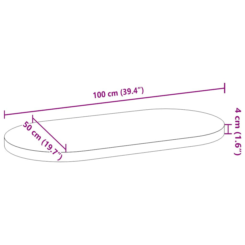 vidaXL világosbarna tömör akácfa ovális alakú asztallap 100x50x4 cm