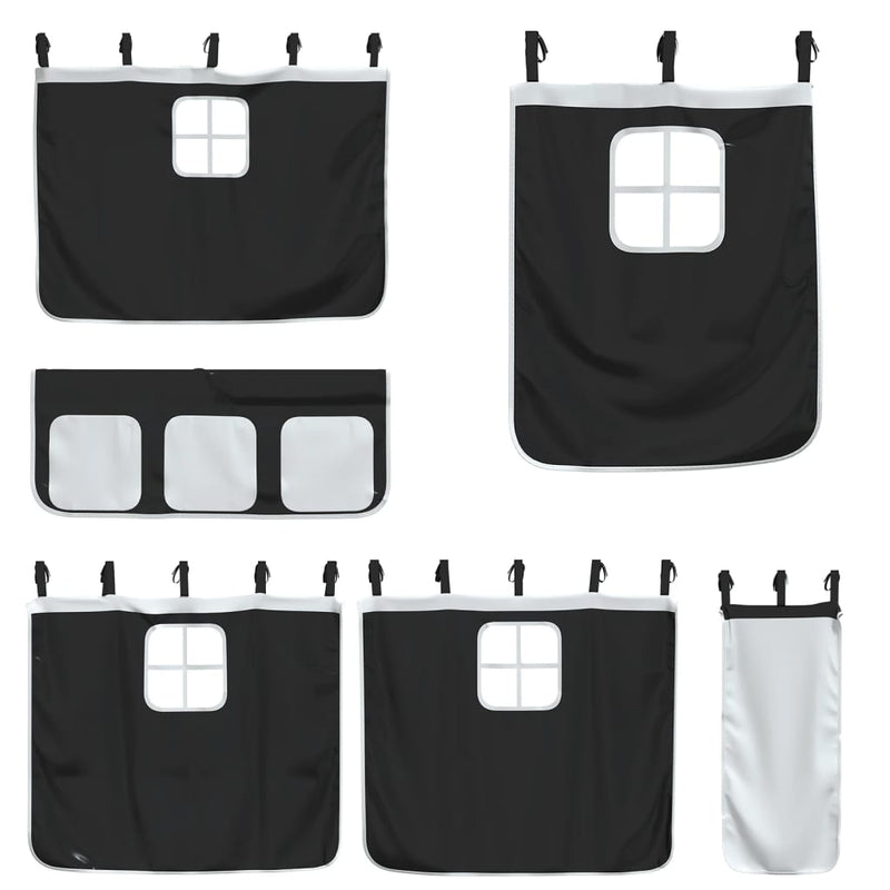 vidaXL fehér-fekete emeletes ágy csúszdával és függönnyel 80 x 200 cm