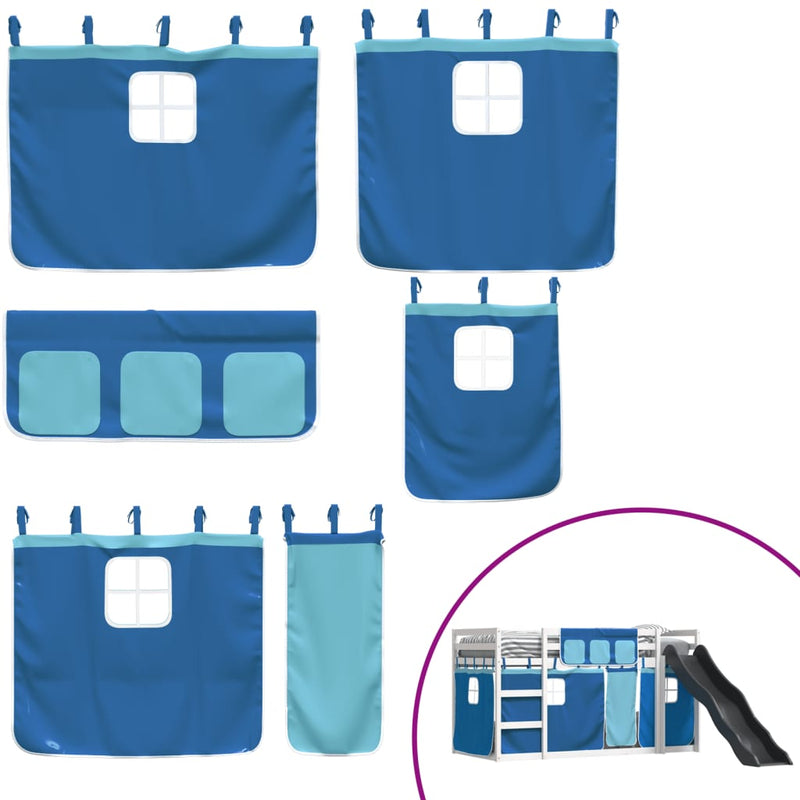 vidaXL kék emeletes ágy csúszdával és függönnyel 80 x 200 cm