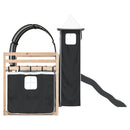 vidaXL fehér-fekete emeletes ágy csúszdával és függönnyel 80 x 200 cm