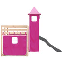 vidaXL rózsaszín emeletes ágy csúszdával és függönnyel 80 x 200 cm