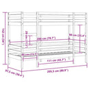 vidaXL viaszbarna tömör fenyőfa emeletes ágy 90x200 cm