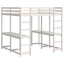 vidaXL fehér tömör fenyőfa galériaágy asztallal és létrával 160x200 cm