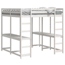 vidaXL fehér tömör fenyőfa galériaágy asztallal és létrával 160x200 cm