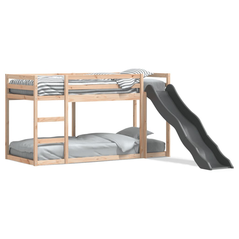 vidaXL tömör fenyőfa emeletes ágy csúszdával és létrával 90 x 200 cm