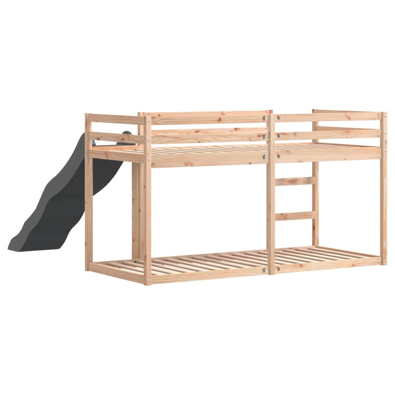 vidaXL tömör fenyőfa emeletes ágy csúszdával és létrával 90 x 200 cm