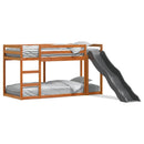 vidaXL barna tömör fenyő emeletes ágy csúszdával és létrával 75x190 cm