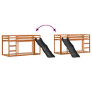 vidaXL barna tömör fenyő emeletes ágy csúszdával és létrával 75x190 cm