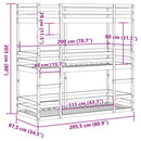 vidaXL tömör fenyőfa hármas emeletes ágy 80 x 200 cm