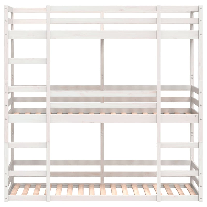 vidaXL fehér tömör fenyőfa hármas emeletes ágy 80 x 200 cm