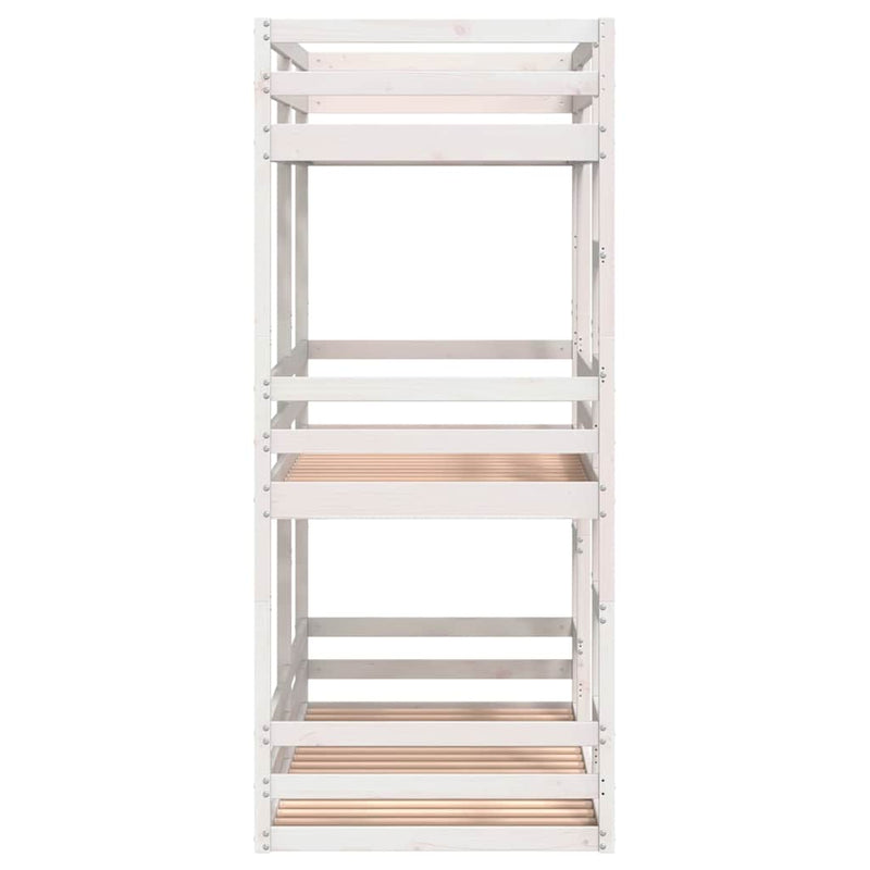 vidaXL fehér tömör fenyőfa hármas emeletes ágy 80 x 200 cm