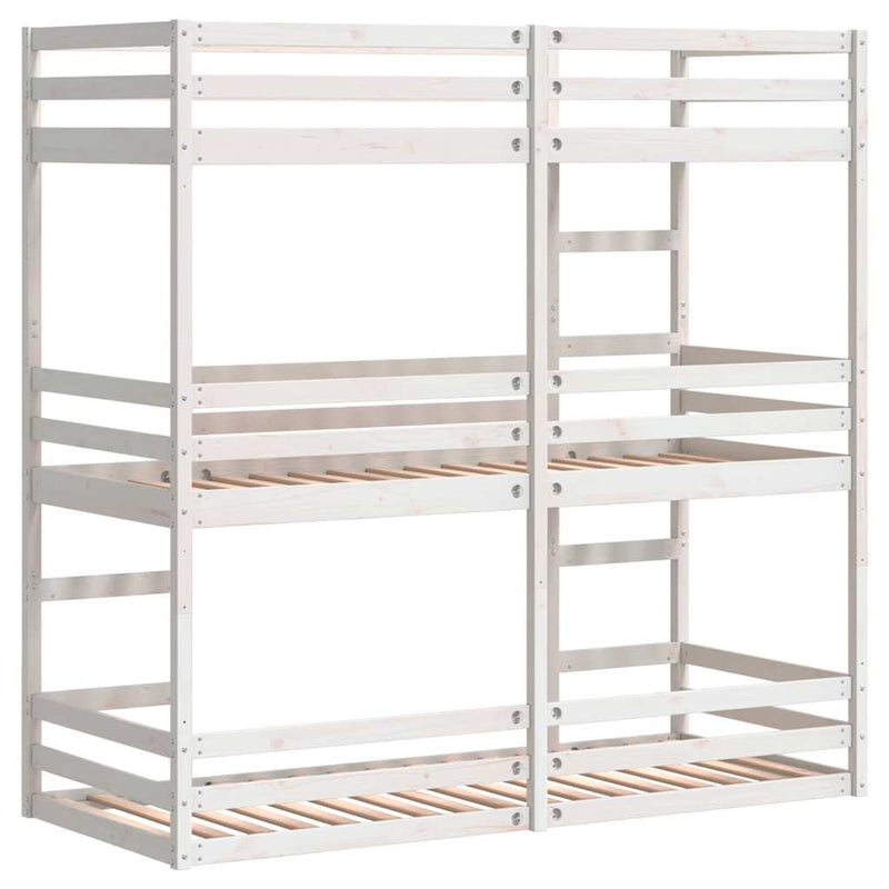 vidaXL fehér tömör fenyőfa hármas emeletes ágy 80 x 200 cm