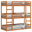 vidaXL viaszbarna tömör fenyőfa háromszintes ágy 80 x 200 cm
