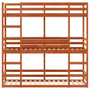 vidaXL viaszbarna tömör fenyőfa háromszintes ágy 80 x 200 cm