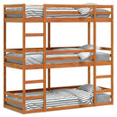 vidaXL viaszbarna tömör fenyőfa háromszintes ágy 90 x 200 cm