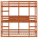 vidaXL viaszbarna tömör fenyőfa háromszintes ágy 90 x 190 cm