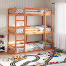 vidaXL viaszbarna tömör fenyőfa háromszintes ágy 90 x 190 cm