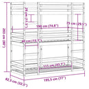 vidaXL viaszbarna tömör fenyőfa háromszintes ágy 75 x 190 cm
